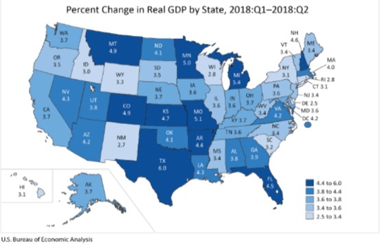 Percent Change in Real GDP by State Nov14