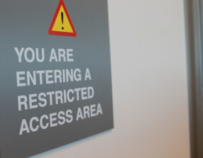 Photograph of BEA signage indicating a restricted access area