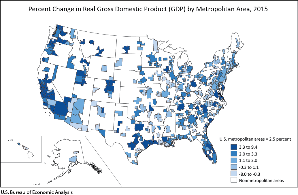 Percent Change in Real GDP by Metropolitan Area