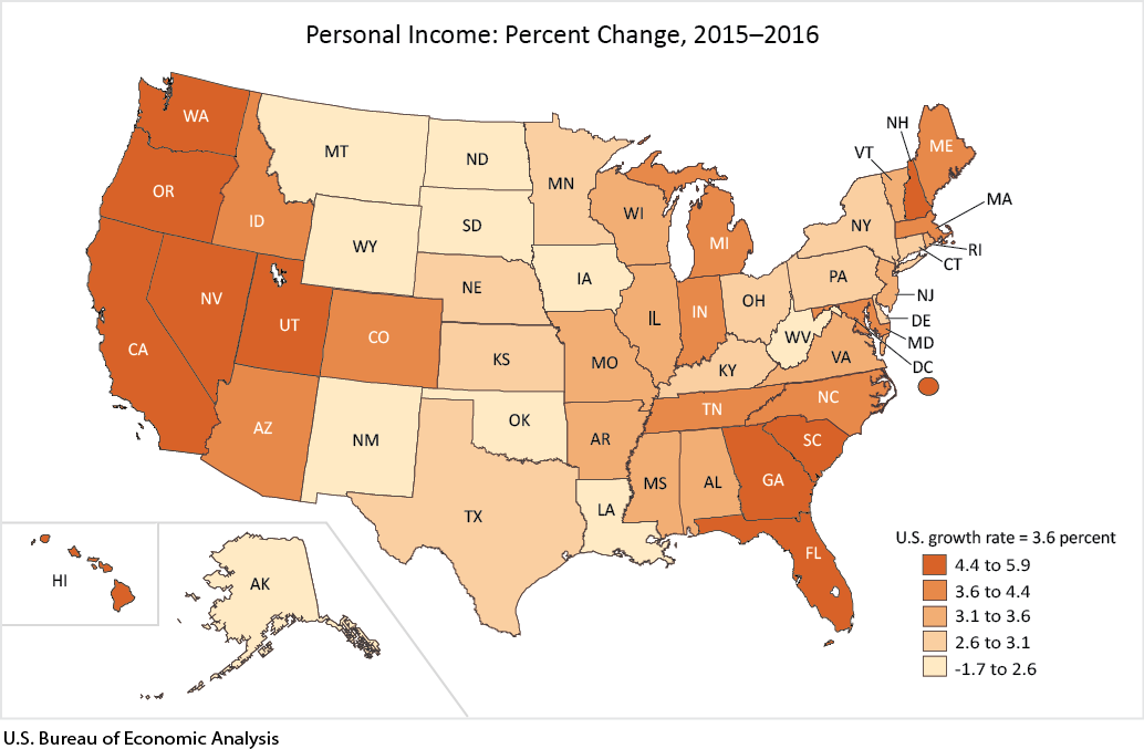 Personal Income: Percent Change 2015-2016