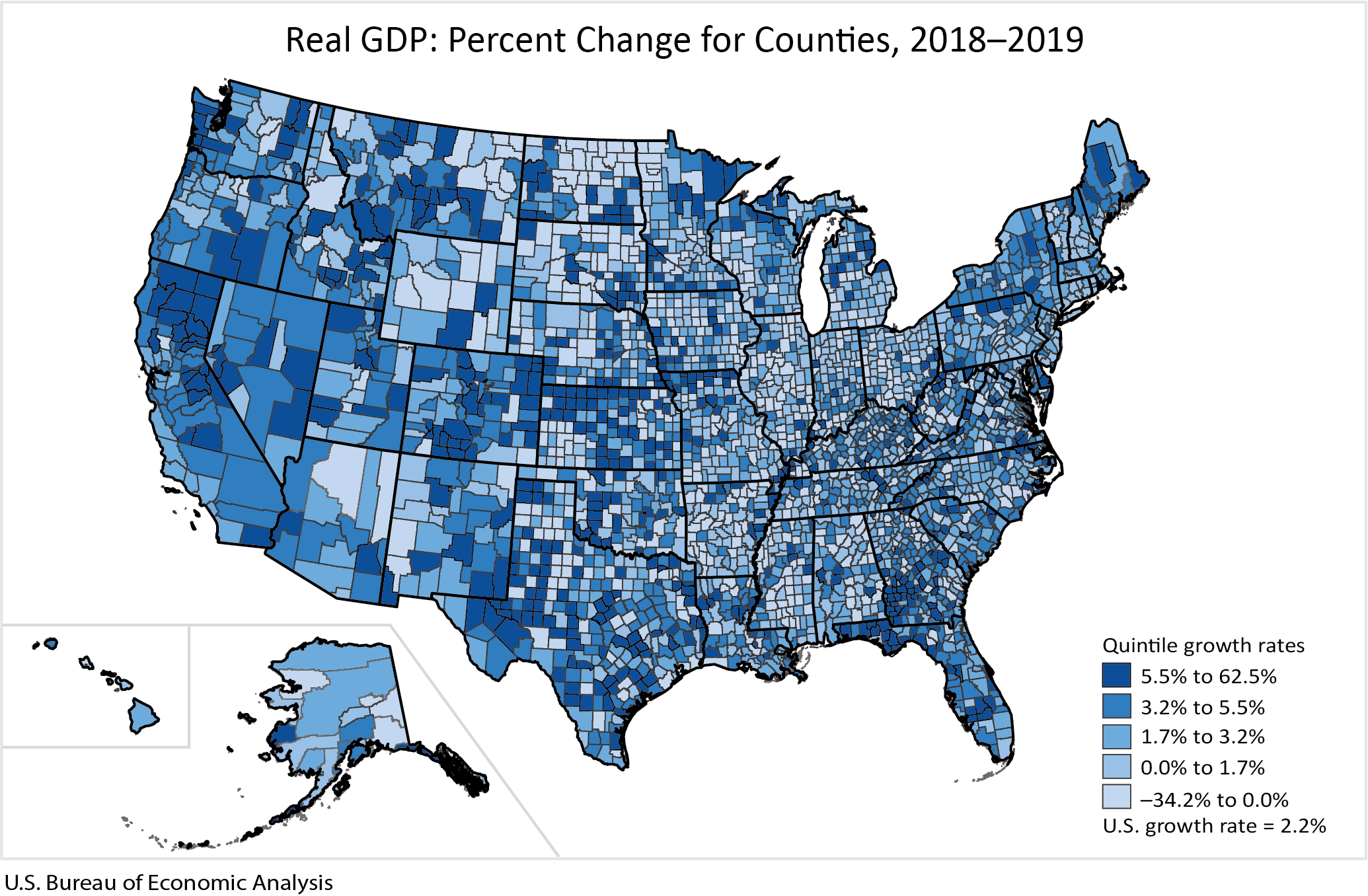 Real GDP: Percent Change for Counties, 2018-2019