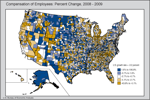 Map of US county compensation