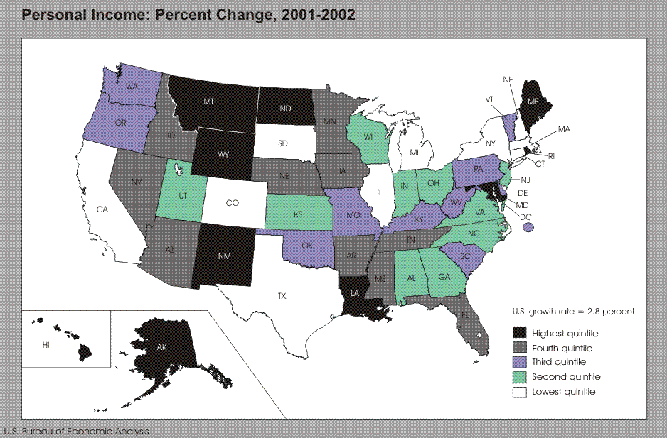 personal income: percent change, 2001-2002