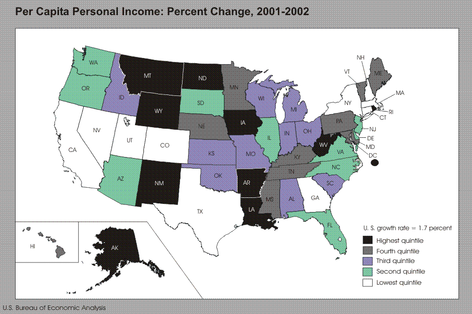 per capita personal income: percent change, 2001-2002