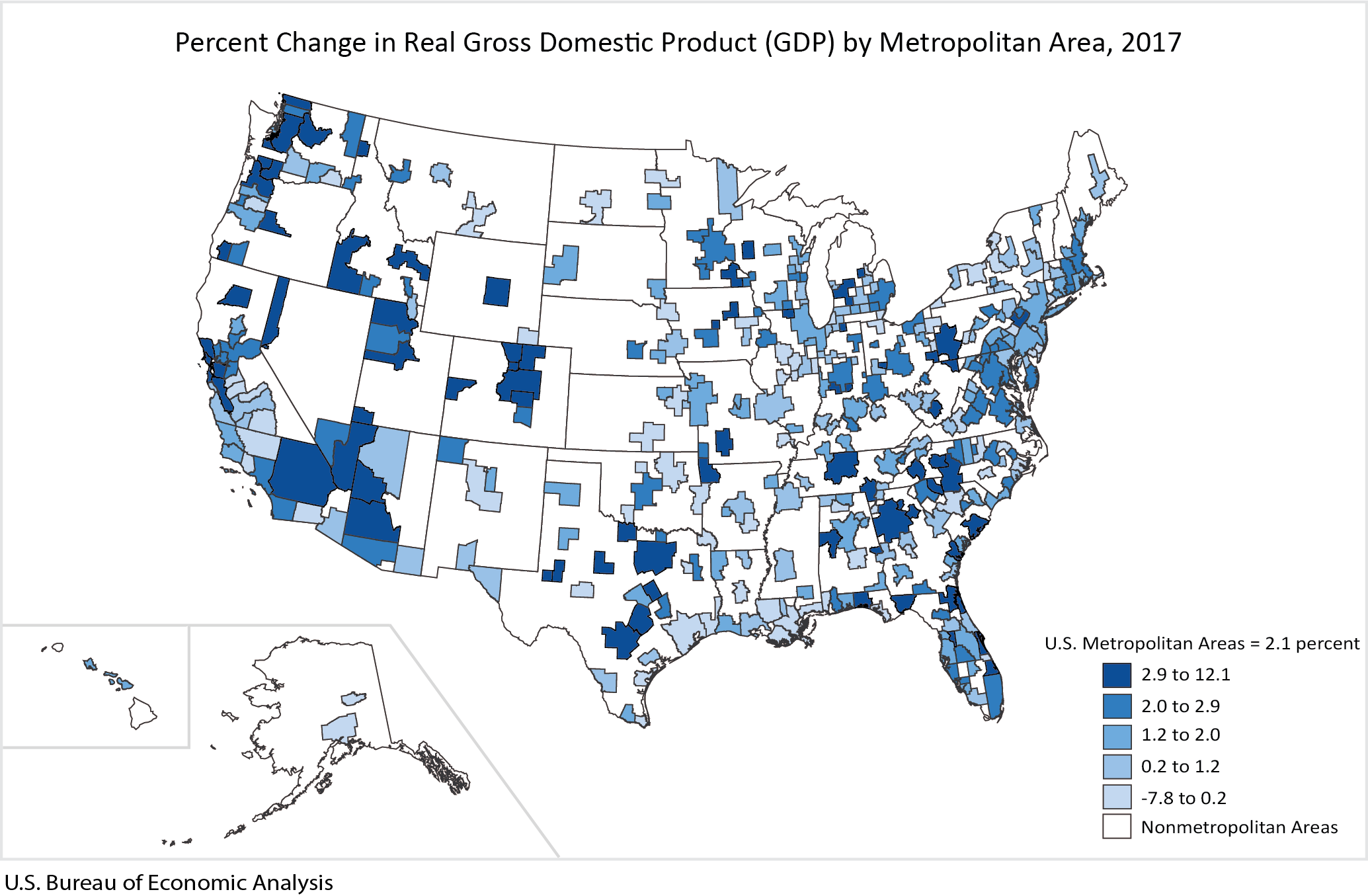 Percent Change in Real GDP by Metropolitan Area