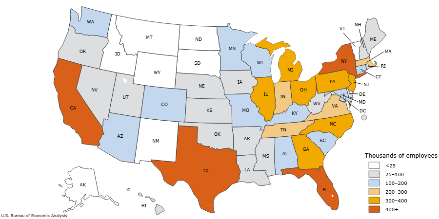 U.S. Affiliate Employment by State, 2024