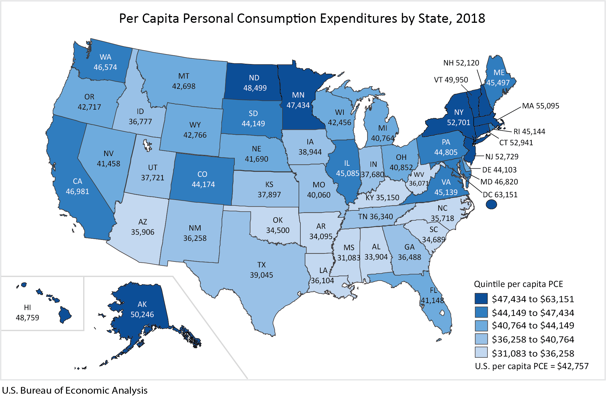 map: PCE by State, 2018