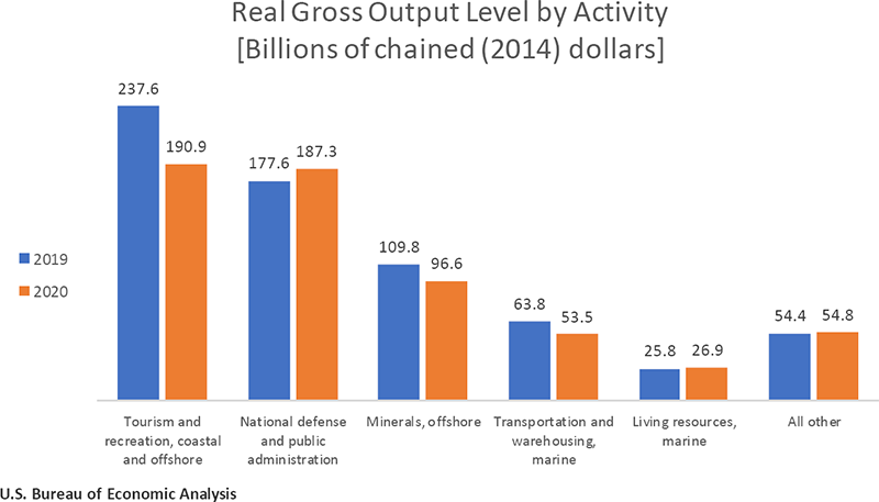 Chart: Real Gross Output Level by Activity, 2020